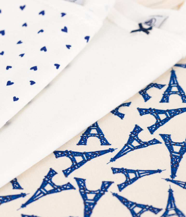 Set van 3 meisjeshemdjes met bandjes en Parijsprint in katoen multicouleur