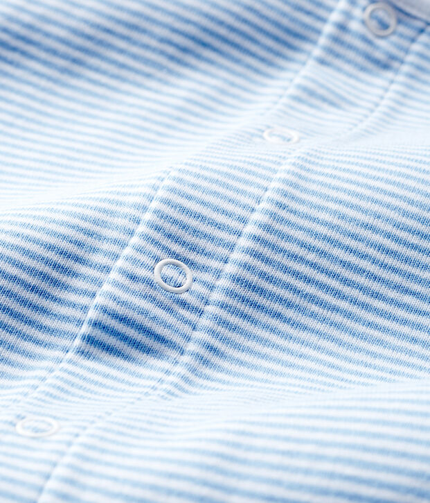 Bodyjama sans pieds b&eacute;b&eacute; fille en c&ocirc;te bleu/blanc