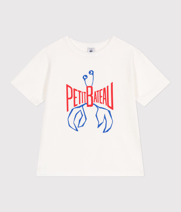 Katoenen T-shirt met korte mouwen en print voor kinderen wit