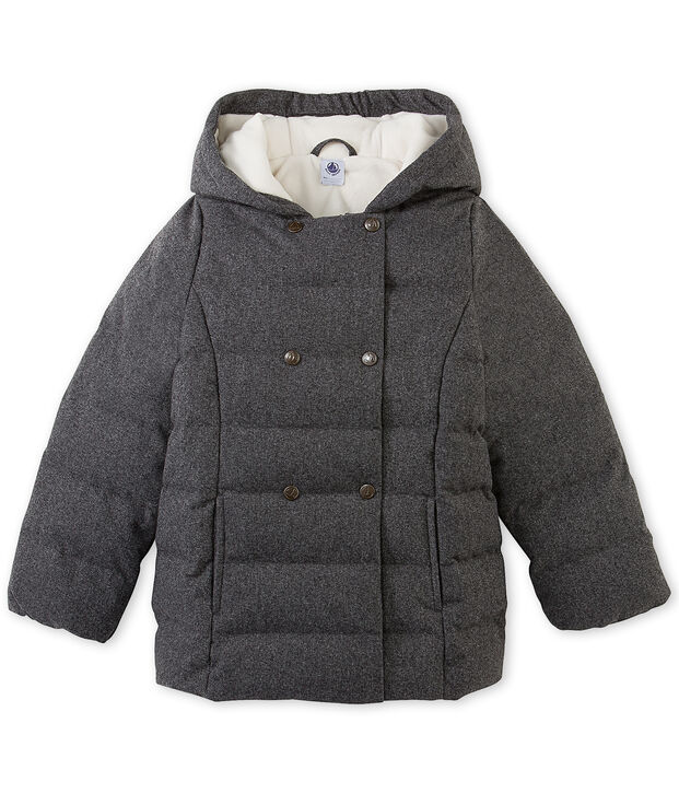 Doudoune fille en flanelle d&eacute;perlante gris