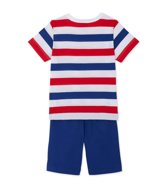 Pyjacourt garçon en jersey rayé wit ECUME/blauw SOURCE/ ECUME