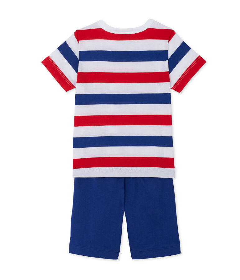 Pyjacourt gar&ccedil;on en jersey ray&eacute; wit ECUME/blauw SOURCE/ ECUME