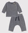 Tweedelig babysetje van velours uit katoen blauw SMOKING/wit MARSHMALLOW