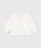 Tee-shirt b&eacute;b&eacute; en coton manches longues uni blanc