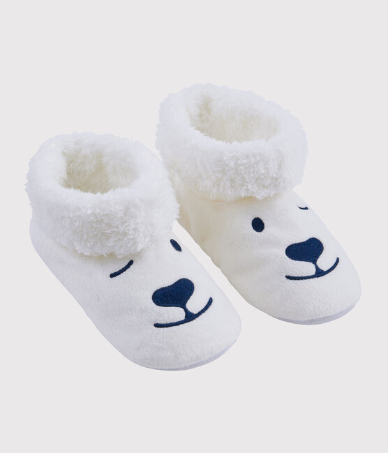 Fleece kindersloffen beer wit MARSHMALLOW