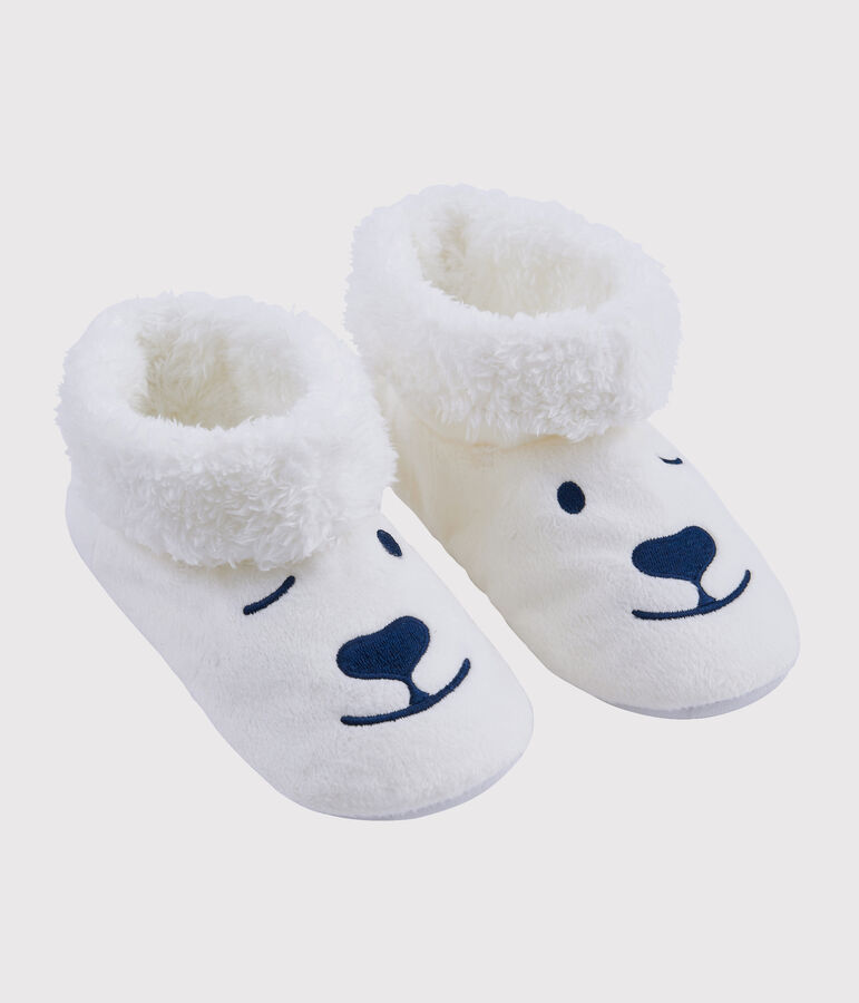 Chaussons enfant ours en polaire blanc