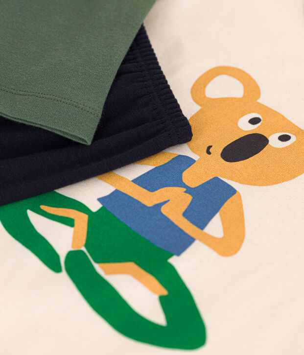 Pyjama uni en coton enfant bleu/multicouleur
