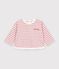 Gestreept T-shirt met lange mouwen in katoen voor baby's roze/ecru