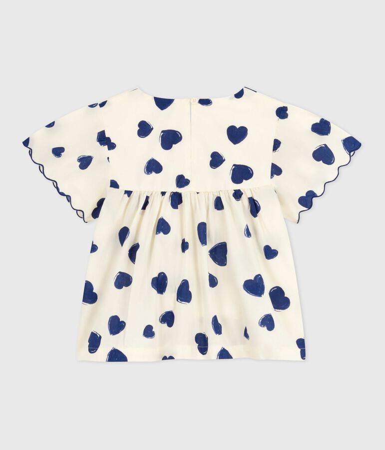 Kinderbloesje met korte mouwen en print van poplin katoen blauw MILK/ SOIR