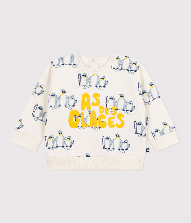 Sweatshirt b&eacute;b&eacute; en coton imprim&eacute; pingouins &eacute;cru/multicouleur