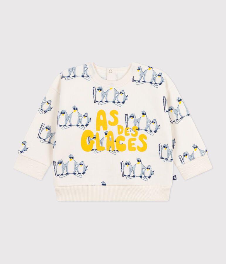 Katoenen sweatshirt met pingu&iuml;nprint voor baby's MILK/ MULTICO