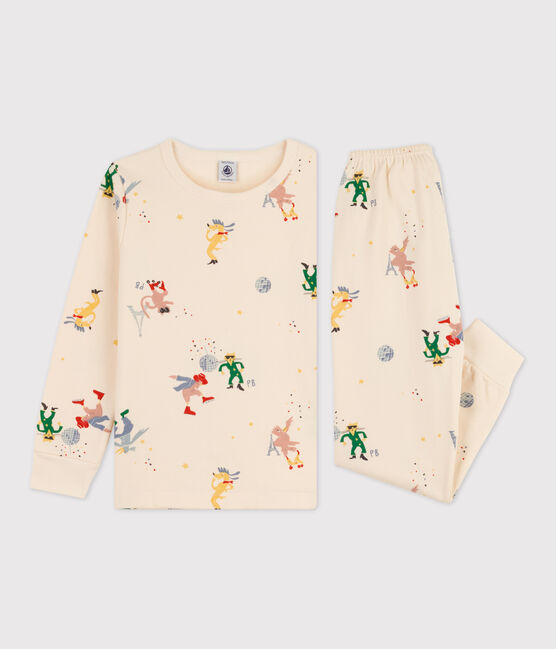 Lichtgevende pyjama in molton voor kleine jongens/meisjes wit AVALANCHE/ MULTICO