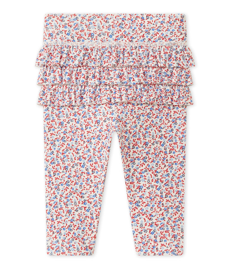 Legging met dessin voor babymeisjes wit MARSHMALLOW/rood TERKUIT/ MULTICO
