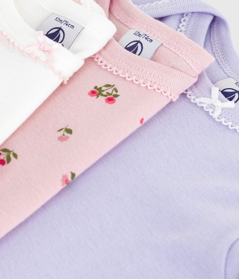 Lot de bodies manches longues en coton imprim&eacute; fleuri b&eacute;b&eacute; multicouleur