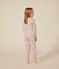 Kinderpyjama van geruwde fleece met sterren- en hartjesprint roze SALINE/wit MULTICO