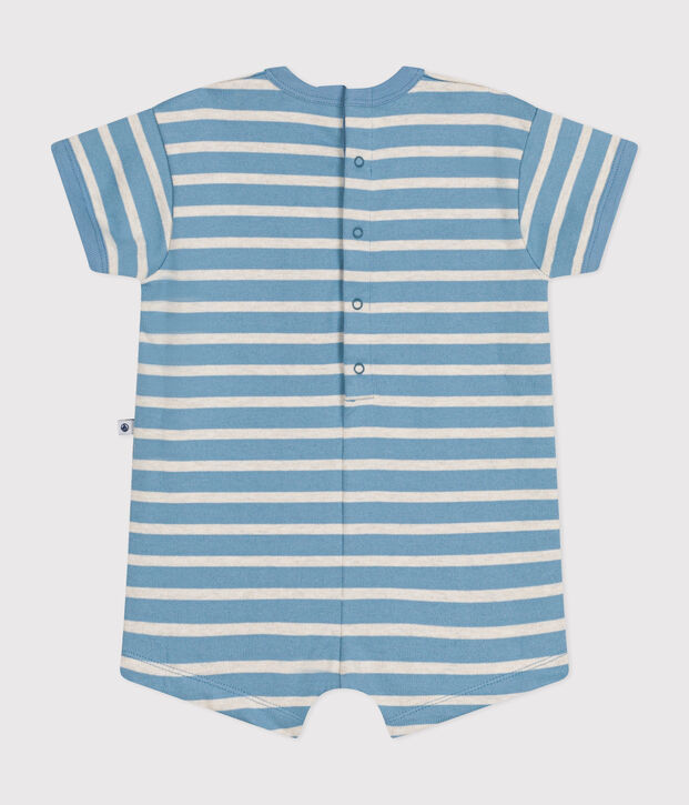 Kort pakje van dikke jersey met matrozenstrepen voor baby's blauw/beige