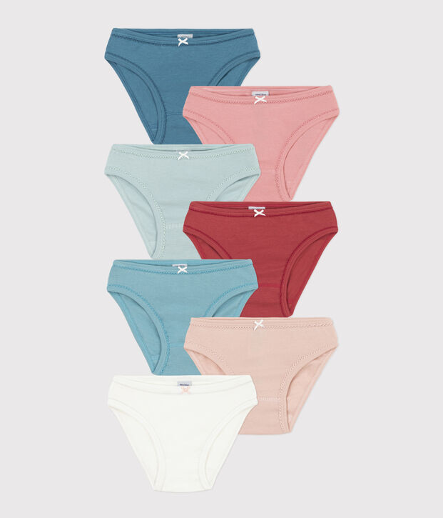 Set van 7 effen katoenen meisjesslips multicouleur