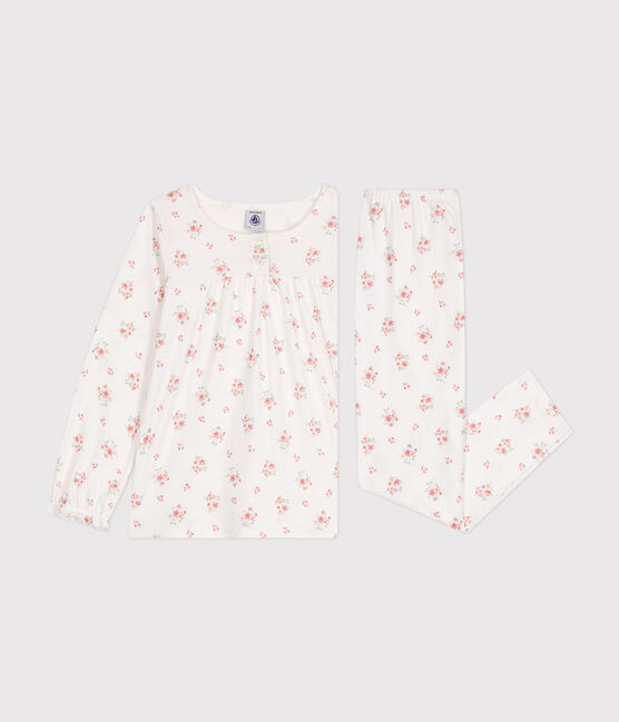 Pyjama en coton  imprimé à fleurs enfant blanc MARSHMALLOW/blanc MULTICO