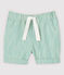 Short rayé en serge craquante bébé garçon blanc MARSHMALLOW/vert GAZON