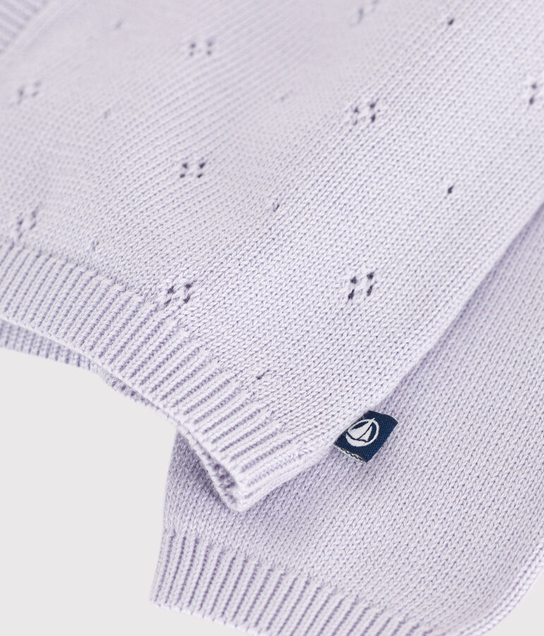 Cardigan b&eacute;b&eacute; en tricot de coton uni violet