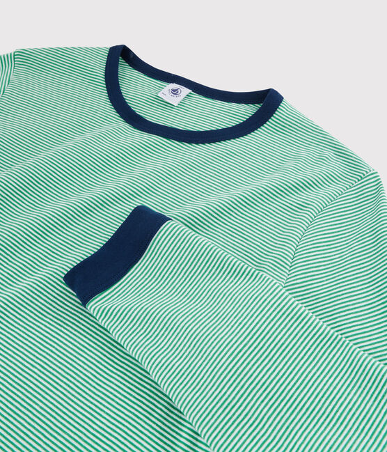 Pyjama milleraies mixte en côte vert PRADO/blanc MARSHMALLOW