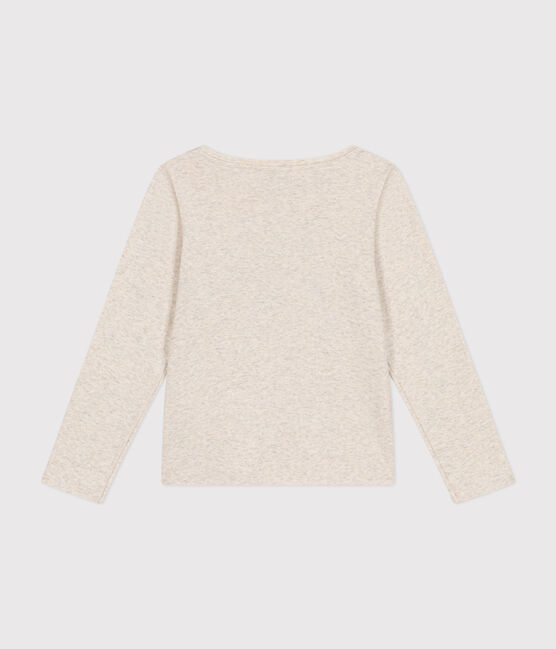T-shirt met lange mouwen van ribstof voor meisjes beige MONTELIMAR CHINE