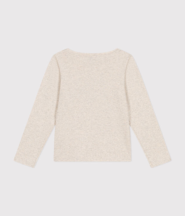 T-shirt met lange mouwen van ribstof voor meisjes beige