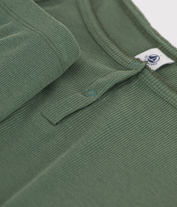 Pyjama short et d&eacute;bardeur uni en coton et lyocell femme vert