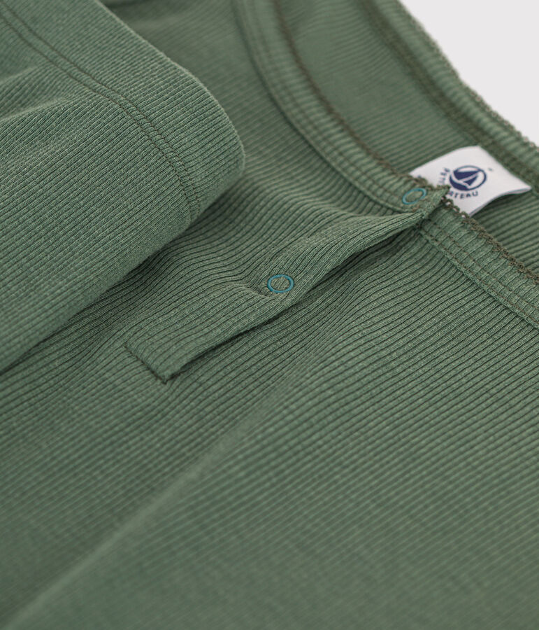 Pyjama short et d&eacute;bardeur uni en coton et lyocell femme vert