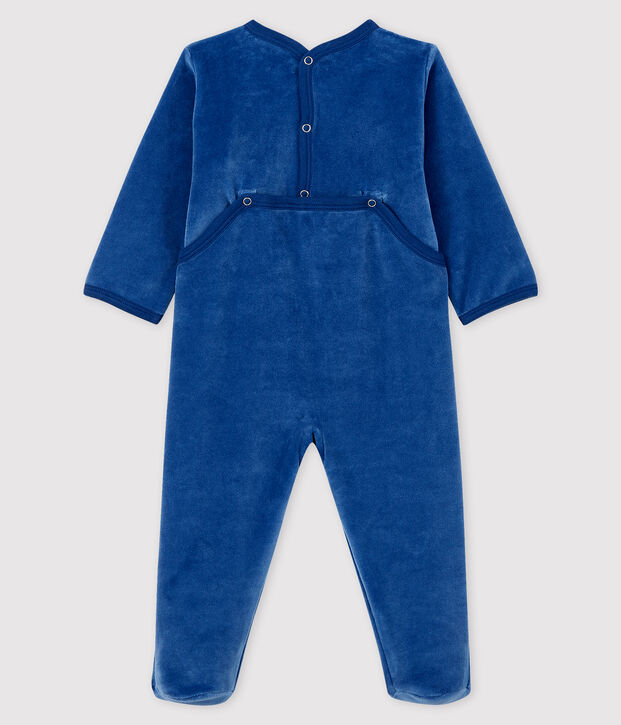 Blauw fluwelen slaappakje baby blauw