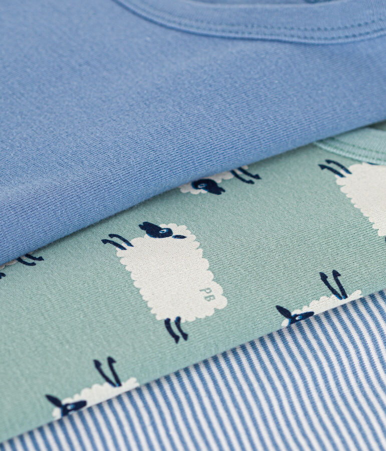 Setje met 3 katoenen T-shirts met korte mouw en schaapmotiefje voor kinderen multicouleur