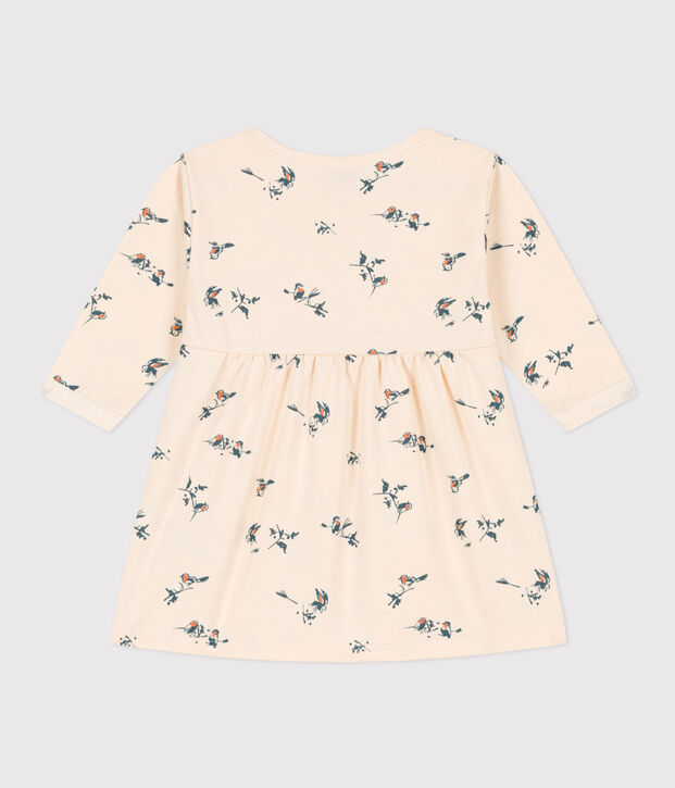 Robe manches longues en jersey b&eacute;b&eacute; &eacute;cru/multicouleur
