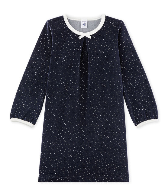Chemise de nuit fille en bouclette velours bleu SMOKING/gris ARGENT