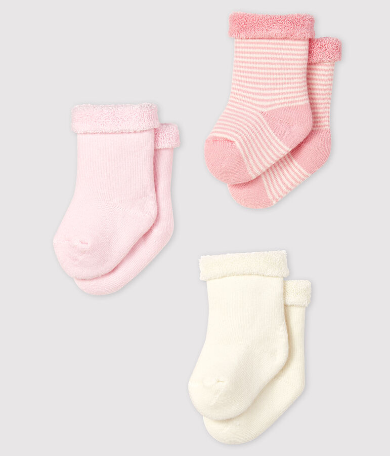 Drie sokjes voor baby's van tricot multicouleur