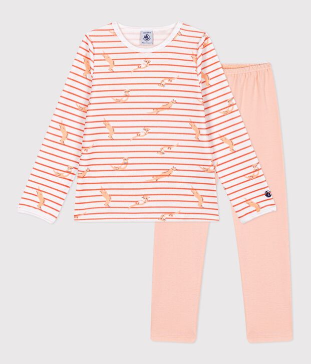 Pyjama  en velours blanc/rose/multicouleur