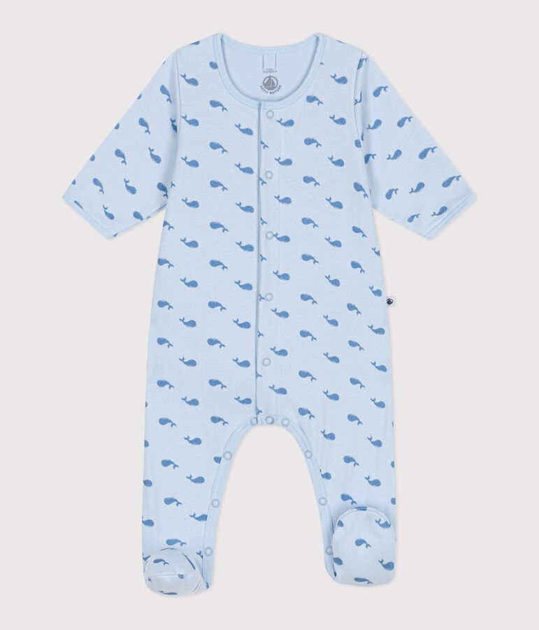 Bodyjama b&eacute;b&eacute; en tubique baleine bleu/bleu