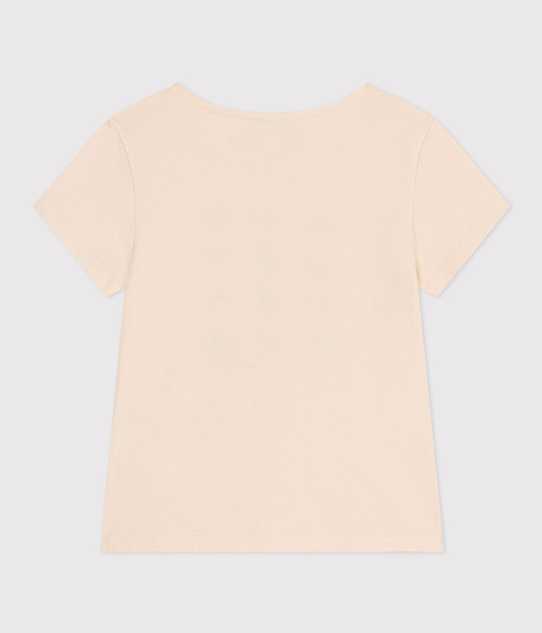 T-shirt van lichte jersey voor meisjes ecru/groen