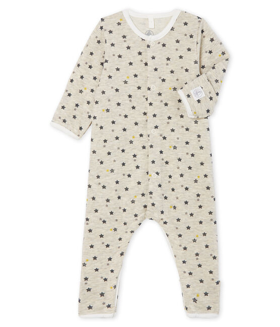 Lang babypakje van wol en katoen beige MONTELIMAR/wit MULTICO