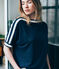 dames tee-shirtmet korte mouwen in linnen blauw SMOKING