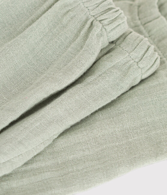 Pantalon en gaze de coton bébé vert HERBIER