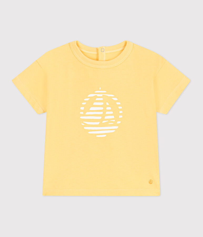 T-shirt b&eacute;b&eacute; en coton &agrave; manches courtes uni jaune