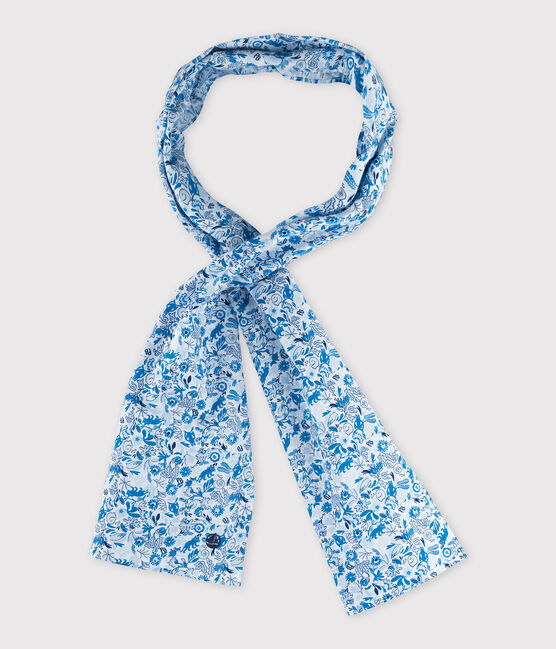 Popeline sjaal met print voor meisjes en jongens wit MARSHMALLOW/wit MULTICO