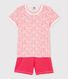 Pyjacourt imprimé fleuri rose petite fille en coton
