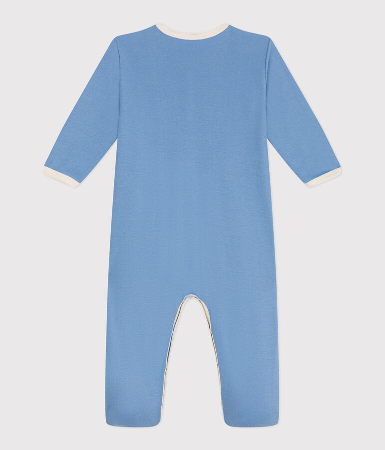 Pyjama b&eacute;b&eacute; en coton uni bleu