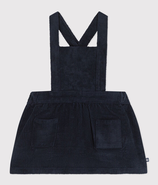 Jurk zonder mouwen van ribfluweel voor baby's blauw SMOKING