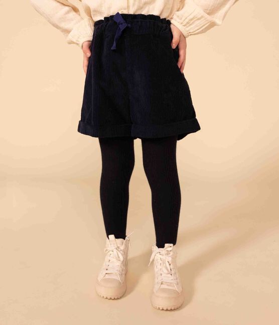 Short en velours côtelé enfant fille bleu SMOKING