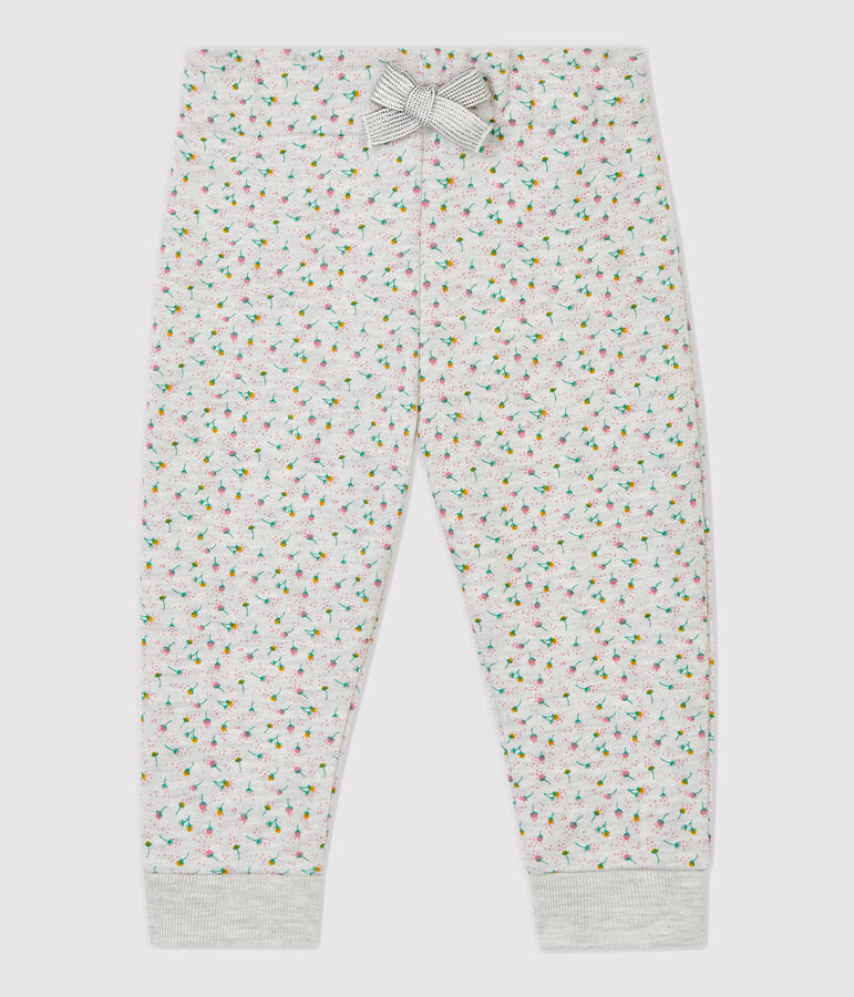 Molton broek voor baby's. grijs BELUGA/wit MULTICO