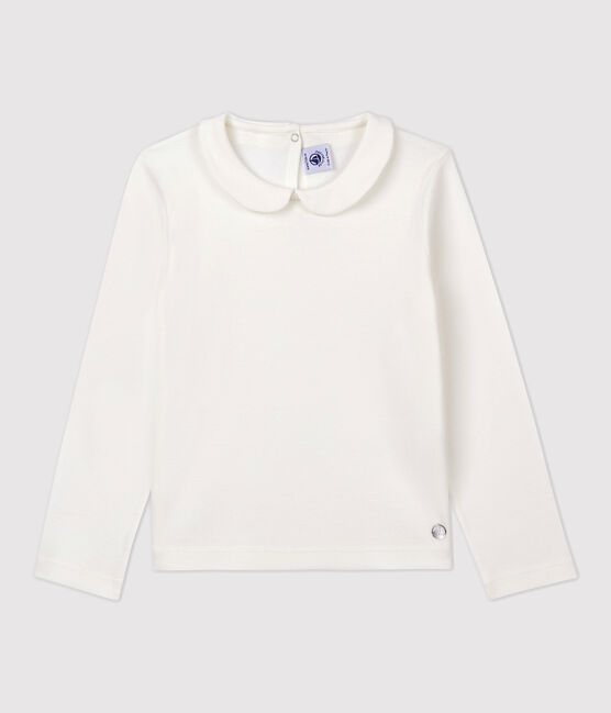 Katoenen meisjes t-shirt met lange mouwen wit MARSHMALLOW