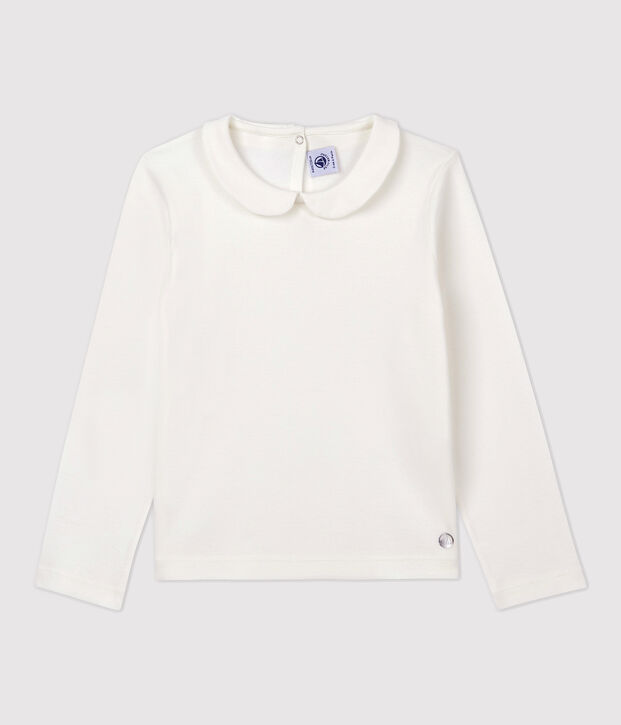 Katoenen meisjes t-shirt met lange mouwen wit