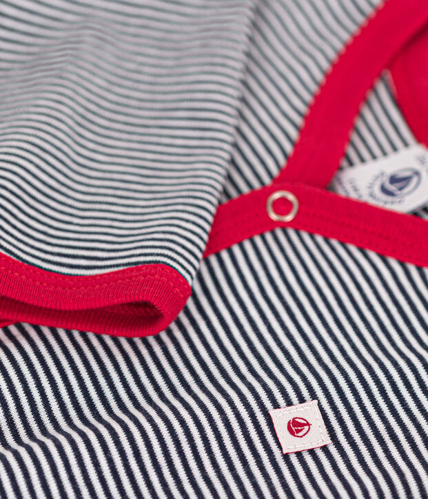 Katoenen babypyjama met lange mouw blauw/wit